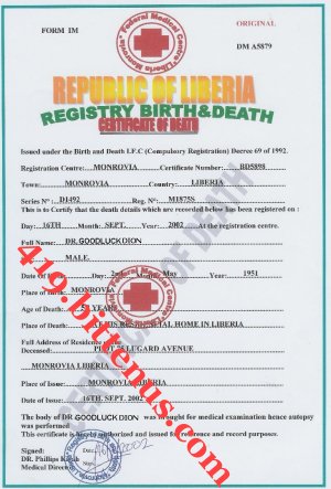 dearth certificate